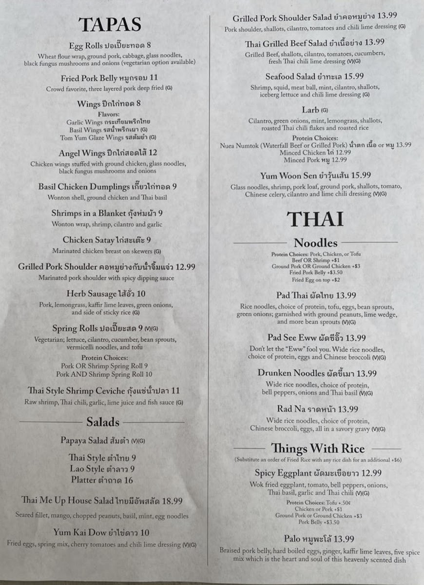 Thai Me Up Menu - Image 1